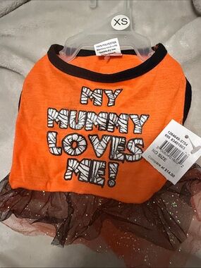 PET SPIRIT dog Orange 'My Mummy Loves Me!' Tutu dress - XSmall